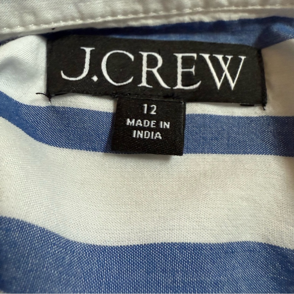 J Crew Garçon Classic White Button Up with Blue Stripes Cotton Blend Size 12 - Picture 5 of 9